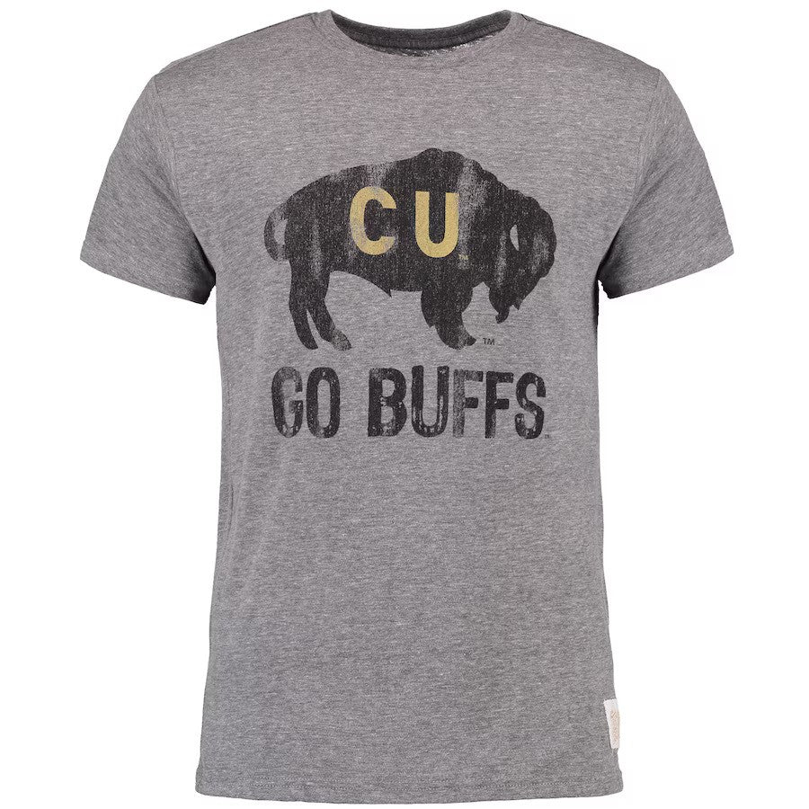 Colorado Buffaloes Original Retro Brand Go Buffs Vintage Tri-Blend T-Shirt - Heathered Gray - UKASSNI