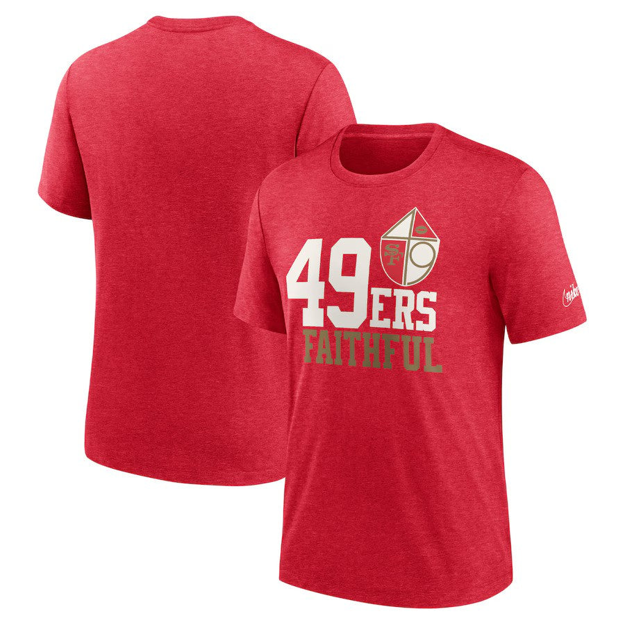 San Francisco 49ers NFL UK Medium Nike Local Tri-Blend T-Shirt – Heather Scarlet (UK Stock) - UKASSNI