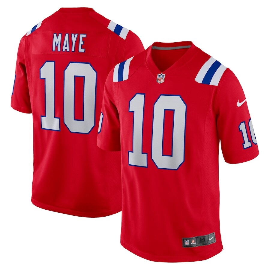 Drake Maye NFL New England Patriots Nike Player Game Jersey - Red