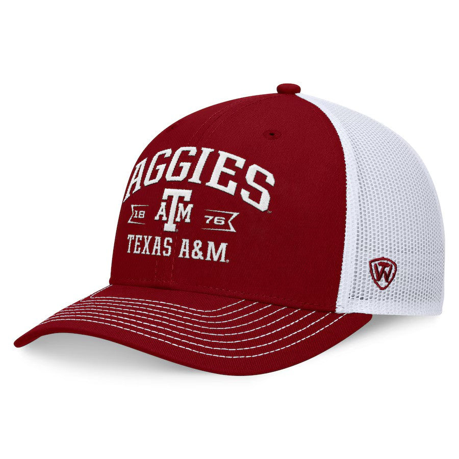 Texas A&M Aggies Top of the World Carson Trucker Adjustable Hat - Maroon - UKASSNI