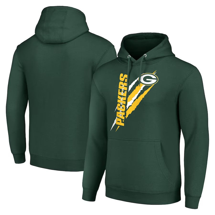 Green Bay Packers Starter Color Scratch Fleece Pullover Hoodie - Green - UKASSNI
