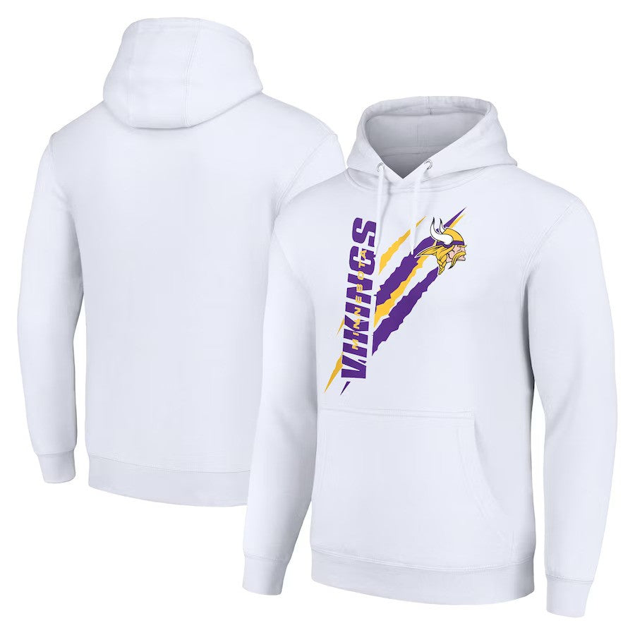 Minnesota Vikings Starter Color Scratch Fleece Pullover Hoodie - White - UKASSNI