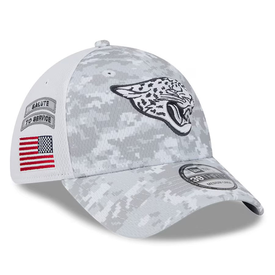 Jacksonville Jaguars New Era 2024 Salute To Service Digital Camo 39THIRTY Flex Hat - White - UKASSNI