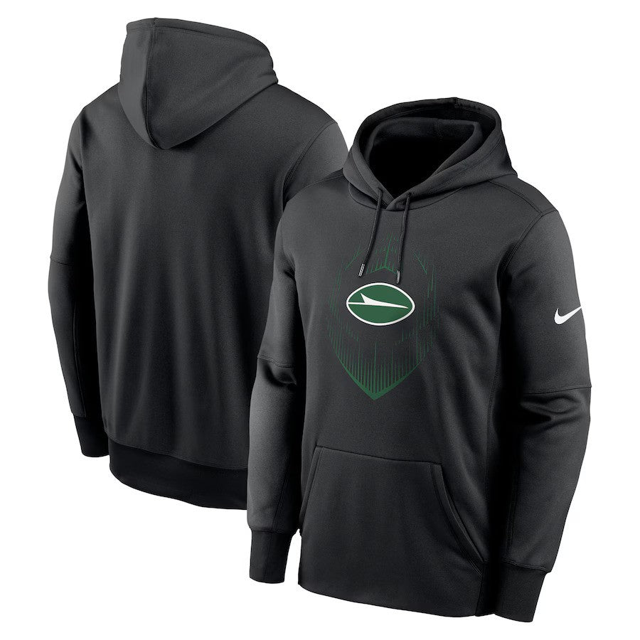 New York Jets Nike Icon Performance Pullover Hoodie - Black - UKASSNI