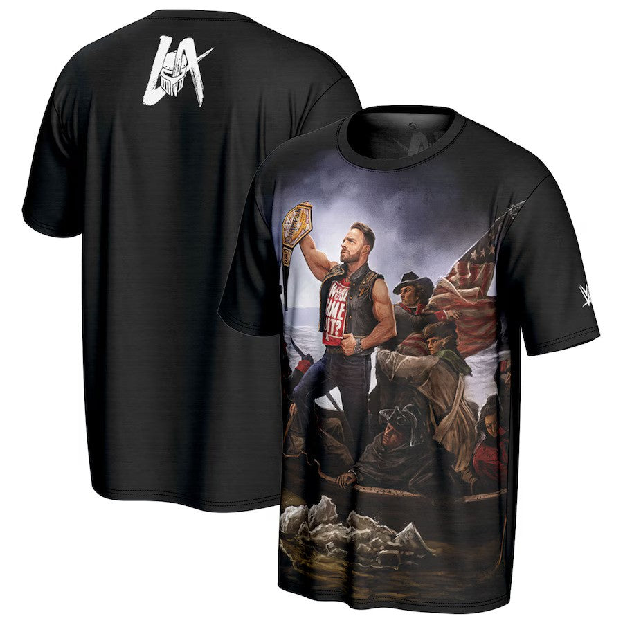 LA Knight WWE ProSphere Crossing The Delaware T-Shirt - Black - UKASSNI