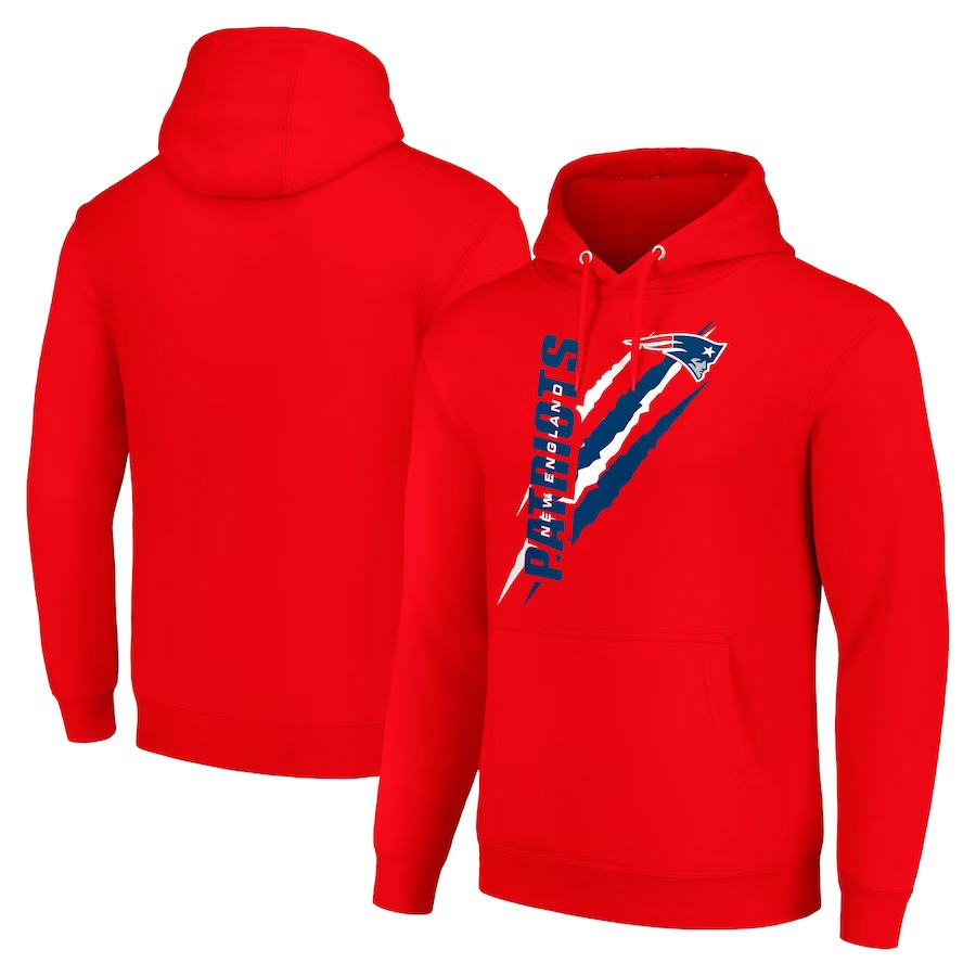 New England Patriots Starter Color Scratch Fleece Pullover Hoodie - Red - UKASSNI