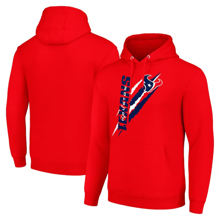 Houston Texans Starter Color Scratch Fleece Pullover Hoodie - Red - UKASSNI