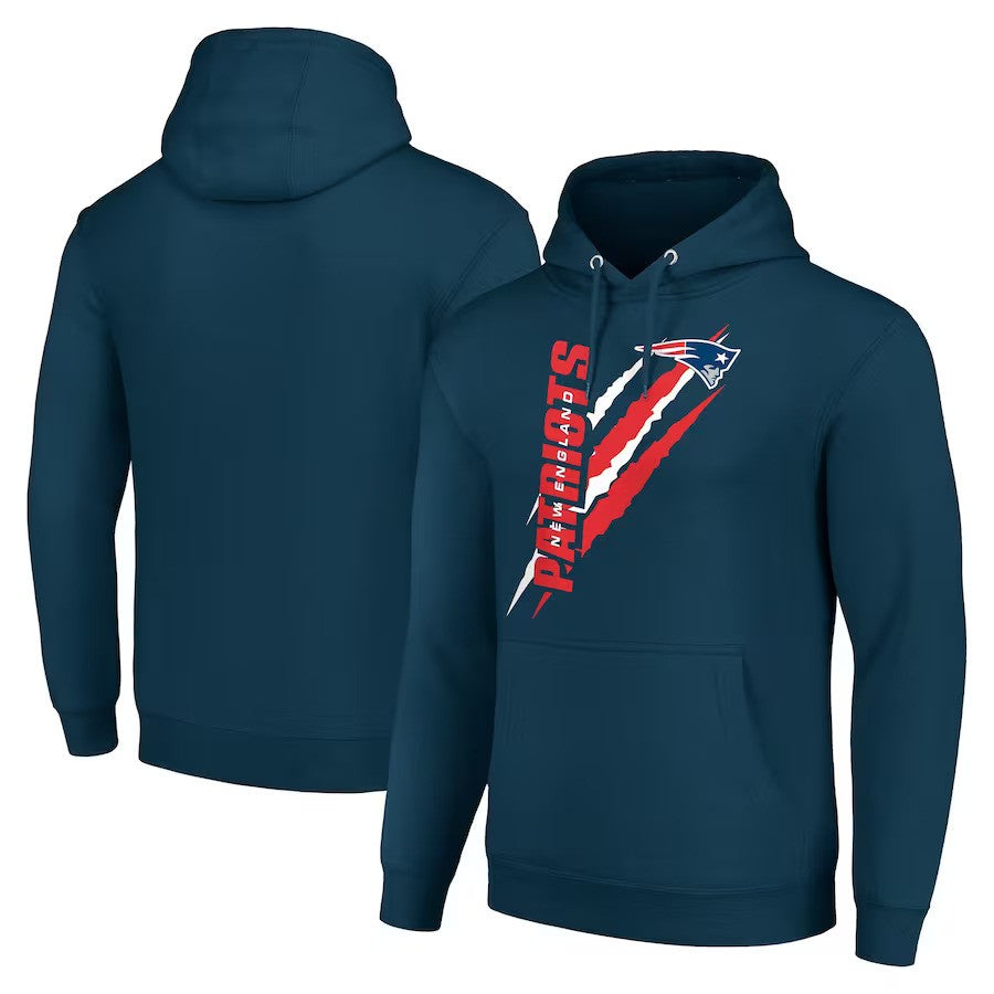 New England Patriots Starter Color Scratch Fleece Pullover Hoodie - Navy - UKASSNI