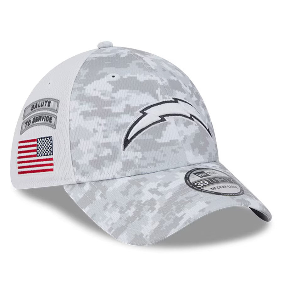 Los Angeles Chargers New Era 2024 Salute To Service Digital Camo 39THIRTY Flex Hat - White - UKASSNI