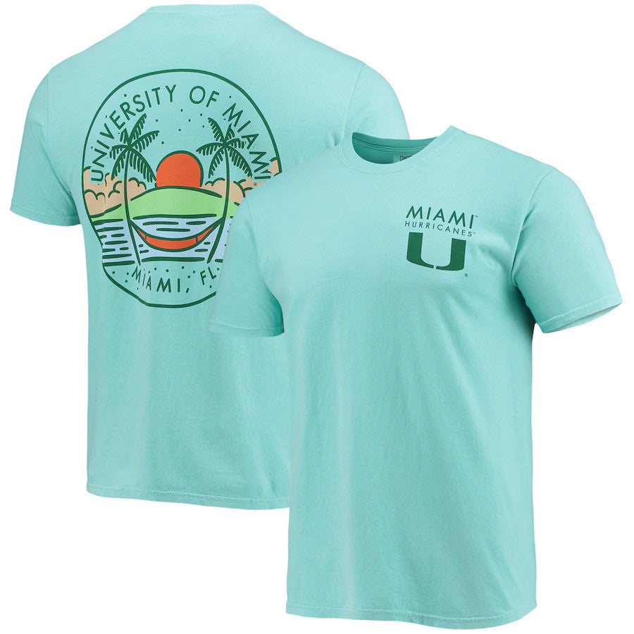Miami Hurricanes Circle Scene Comfort Colors T-Shirt - Mint - UKASSNI