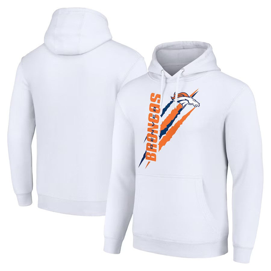 Denver Broncos Starter Color Scratch Fleece Pullover Hoodie - White - UKASSNI