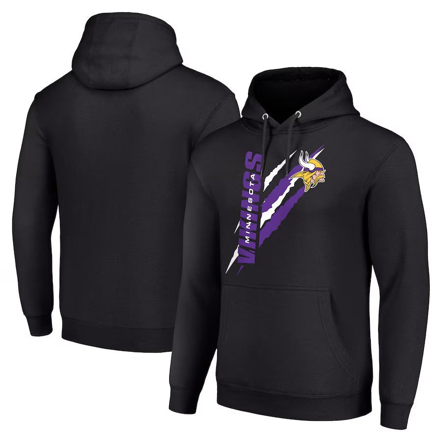 Minnesota Vikings Starter Color Scratch Fleece Pullover Hoodie - Black - UKASSNI