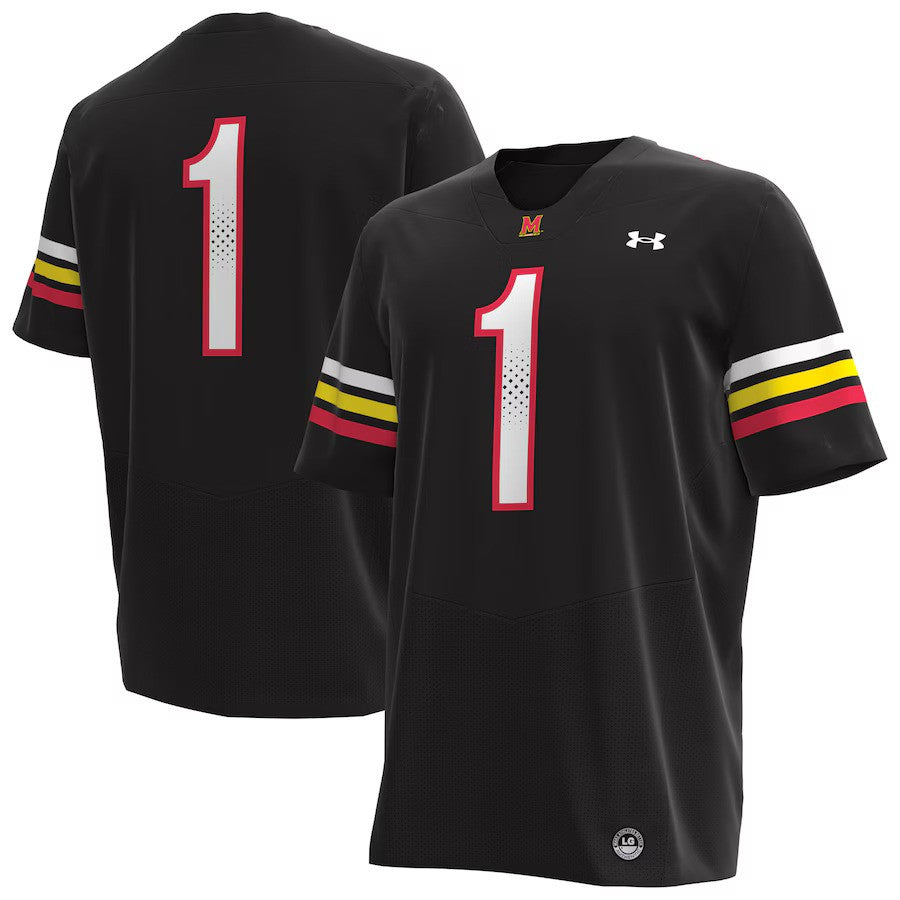 #1 Maryland Terrapins NCAA Under Armour Replica Football Jersey - Black (USA Stock) - UKASSNI