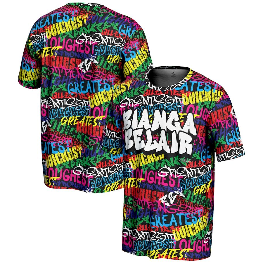 Bianca Belair WWE ProSphere Graffiti T-Shirt - Black - UKASSNI