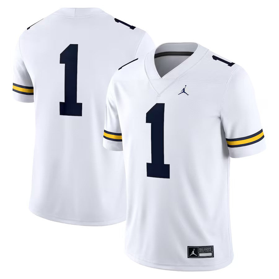 Michigan Wolverines NCAA Jordan Brand Game Jersey – White (USA Stock) - UKASSNI