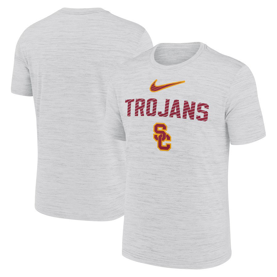 USC Trojans NCAA Nike Campus Slant Velocity Performance T-Shirt - White - UKASSNI