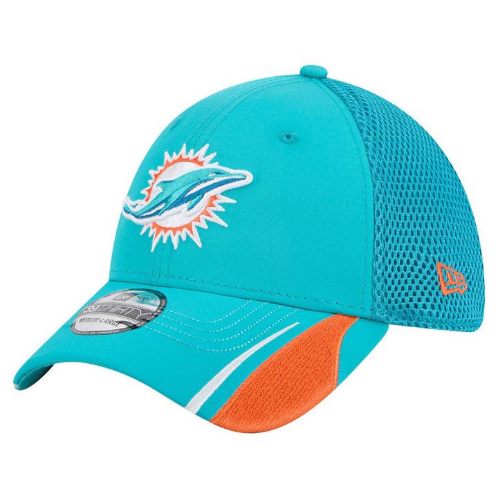 Miami Dolphins NFL New Era Game Day Linear 39THIRTY Flex Hat - Aqua - UKASSNI