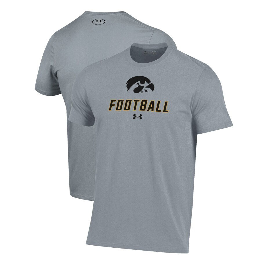 Iowa Hawkeyes NCAA Under Armour Football Performance T-Shirt - Grey - UKASSNI