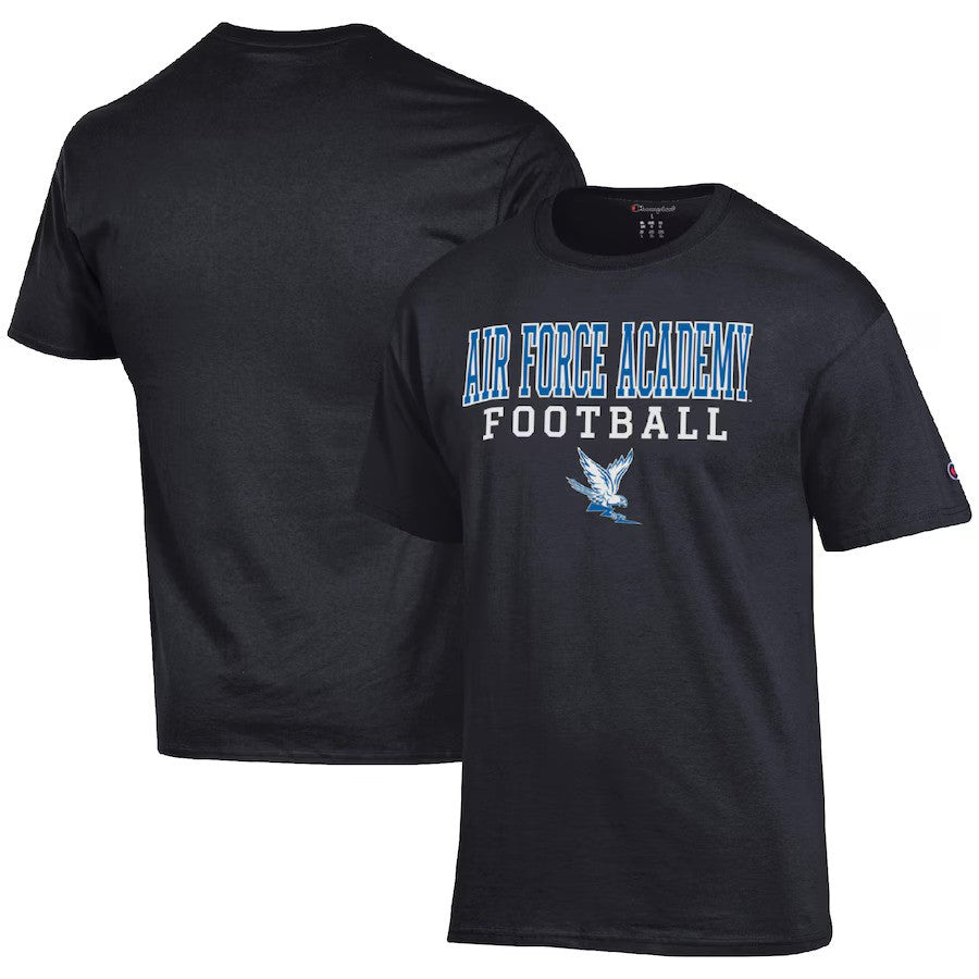 Air Force Falcons NCAA Champion Football Stack T-Shirt - Black - UKASSNI