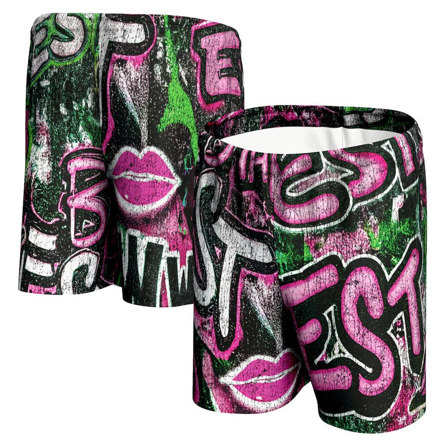 Bianca Belair WWE ProSphere Graffiti Shorts – Black (USA Stock) - UKASSNI