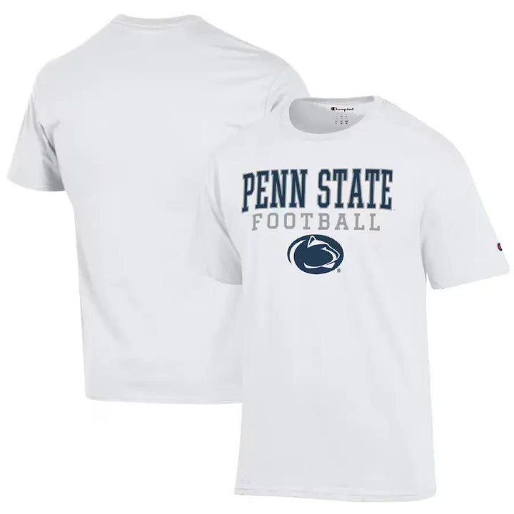 Penn State Nittany Lions T-Shirt – NCAA Champion Football Stack – White (USA Sourced) - UKASSNI