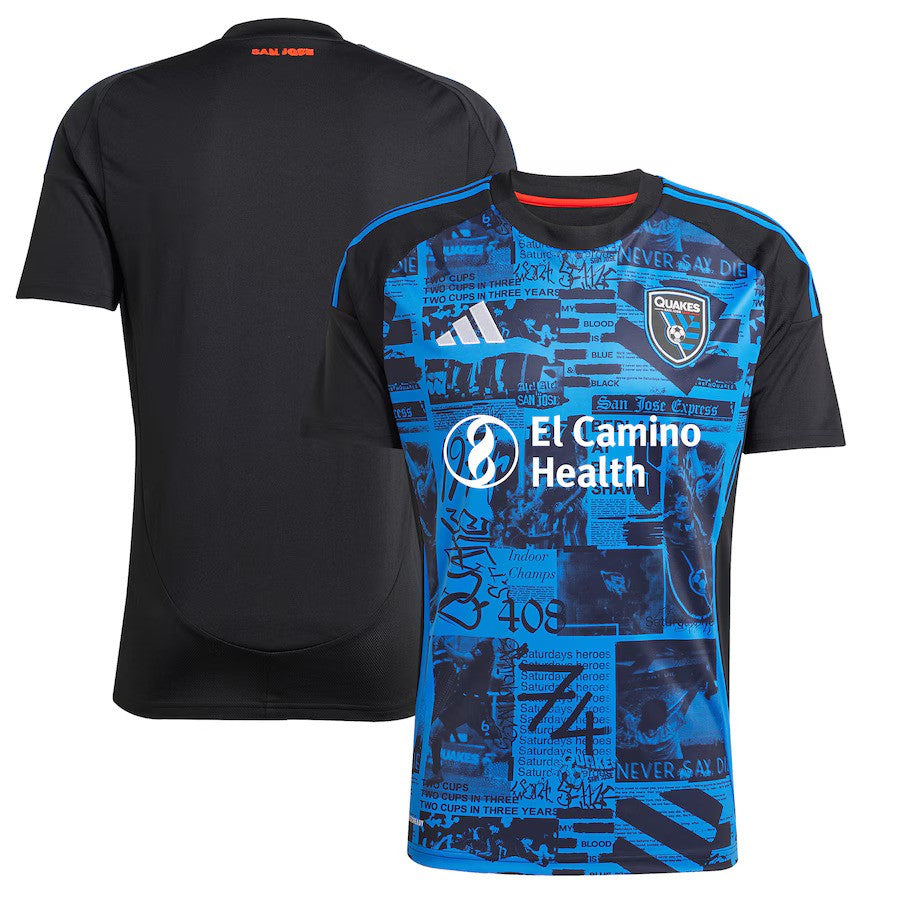 San Jose Earthquakes MLS adidas 2025 Headliner Replica Jersey – Black (USA Stock) - UKASSNI