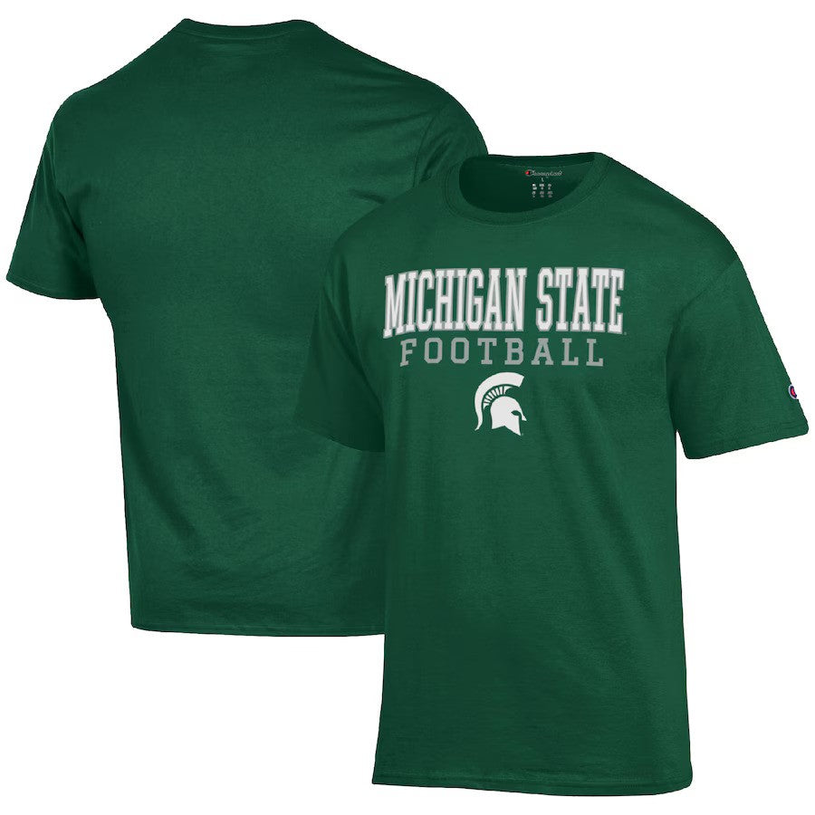 Michigan State Spartans NCAA Champion Football Stack T-Shirt - Green - UKASSNI