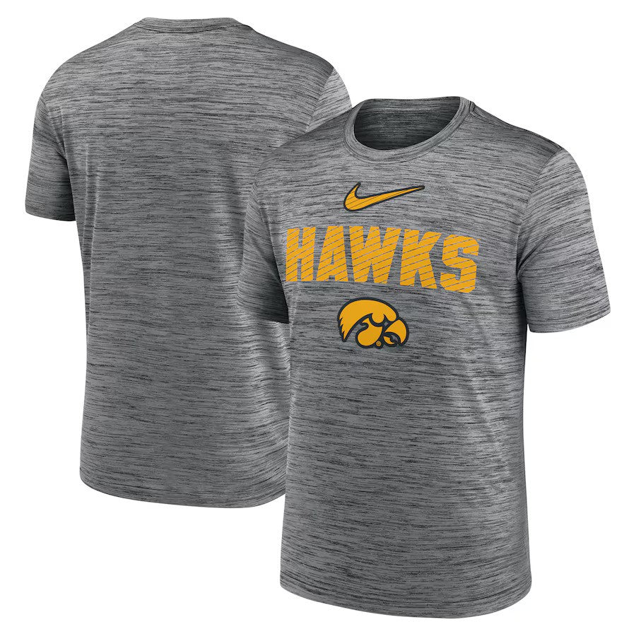 Iowa Hawkeyes NCAA Nike Campus Slant Velocity Performance T-Shirt - Anthracite - UKASSNI