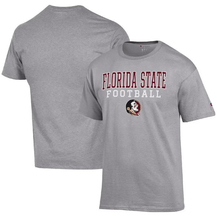 Florida State Seminoles T-Shirt – NCAA Champion Football Stack – Heather Gray (USA Sourced) - UKASSNI