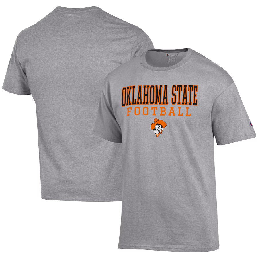 Oklahoma State Cowboys NCAA Champion Football Stack T-Shirt - Heather Gray (USA Stock) - UKASSNI