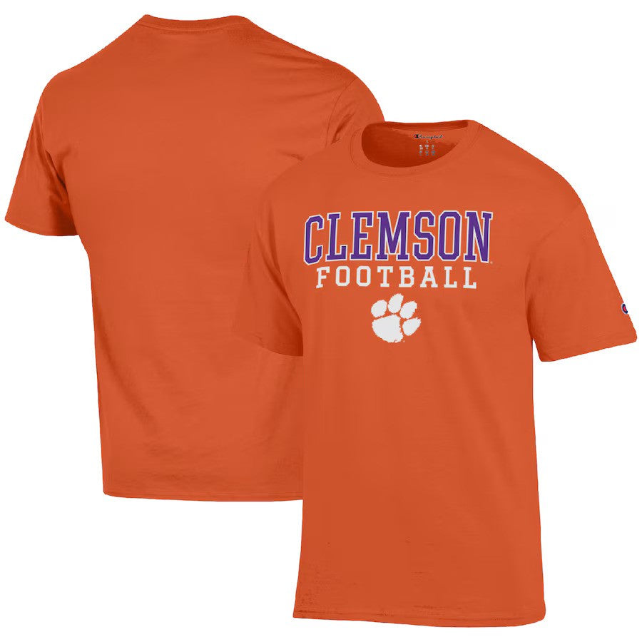 Clemson Tigers NCAA Champion Football Stack T-Shirt - Orange - UKASSNI