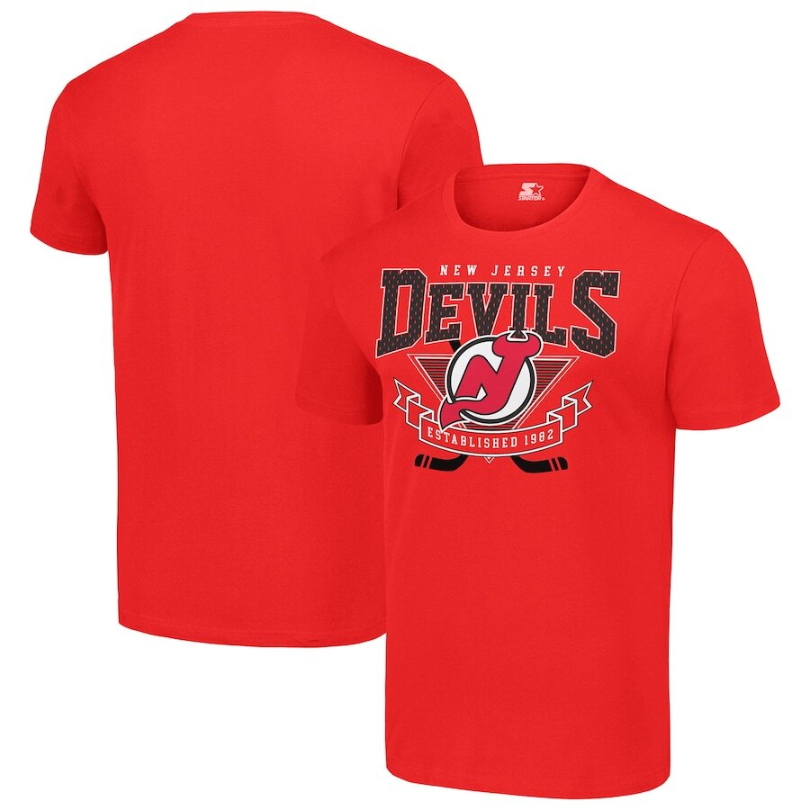 New Jersey Devils NHL Starter Team Logo Graphic T-Shirt - Red - UKASSNI