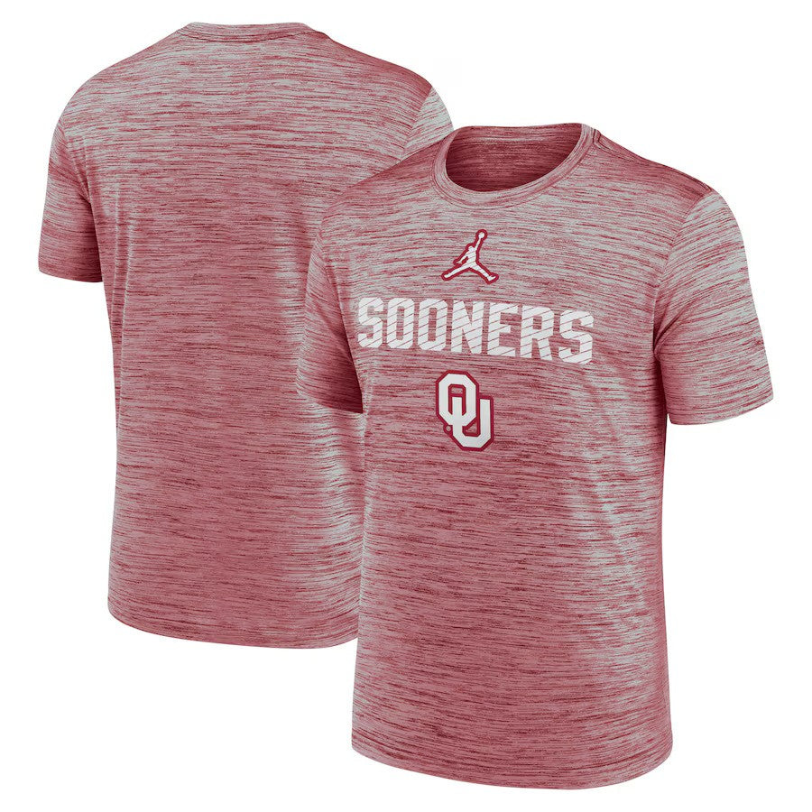 Oklahoma Sooners NCAA Jordan Brand Campus Slant Velocity Performance T-Shirt – Crimson (USA Stock) - UKASSNI
