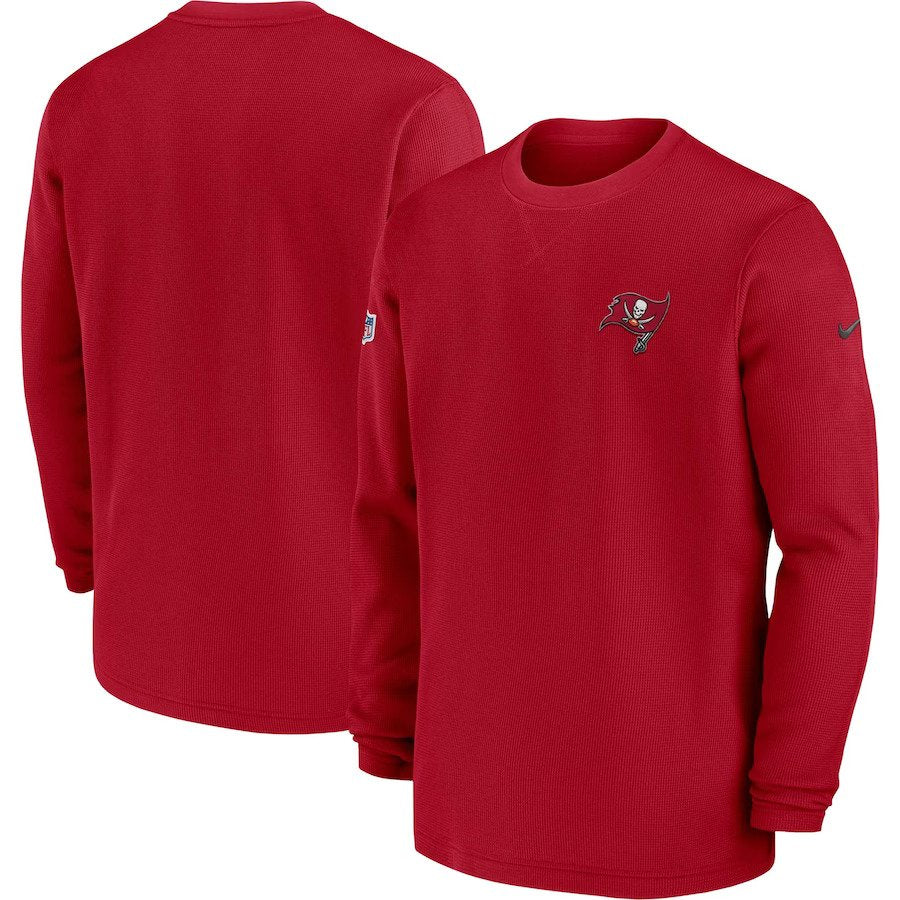 Tampa Bay Buccaneers Nike 2023 Sideline Throwback Heavy Brushed Waffle Long Sleeve Top - Red - UKASSNI