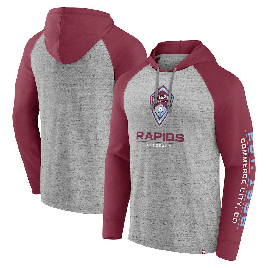 Colorado Rapids Fanatics Deflection Raglan Pullover Hoodie - Steel - UKASSNI