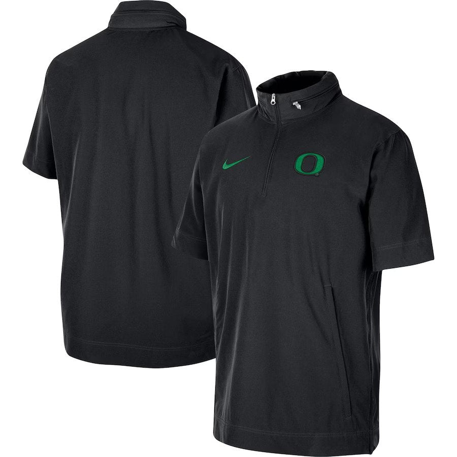 Oregon Ducks Nike Coaches Half-Zip Short Sleeve Jacket - Black - UKASSNI