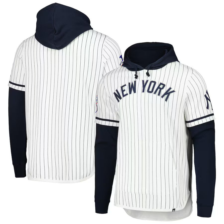 New York Yankees '47 Pinstripe Double Header Pullover Hoodie - White - UKASSNI