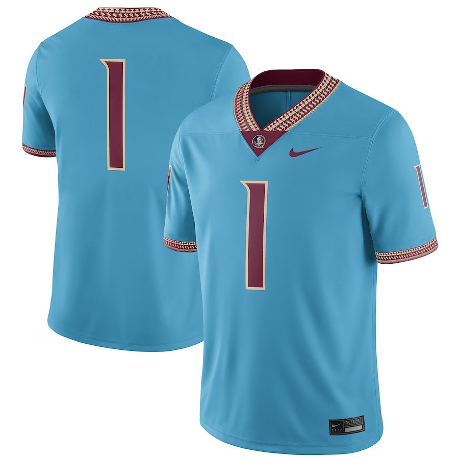 #1 Florida State Seminoles Nike Seminole Heritage Game Jersey – Turquoise - UKASSNI