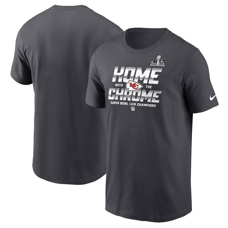 Kansas City Chiefs Nike Super Bowl LVIII Champions Parade T-Shirt - Anthracite - UKASSNI