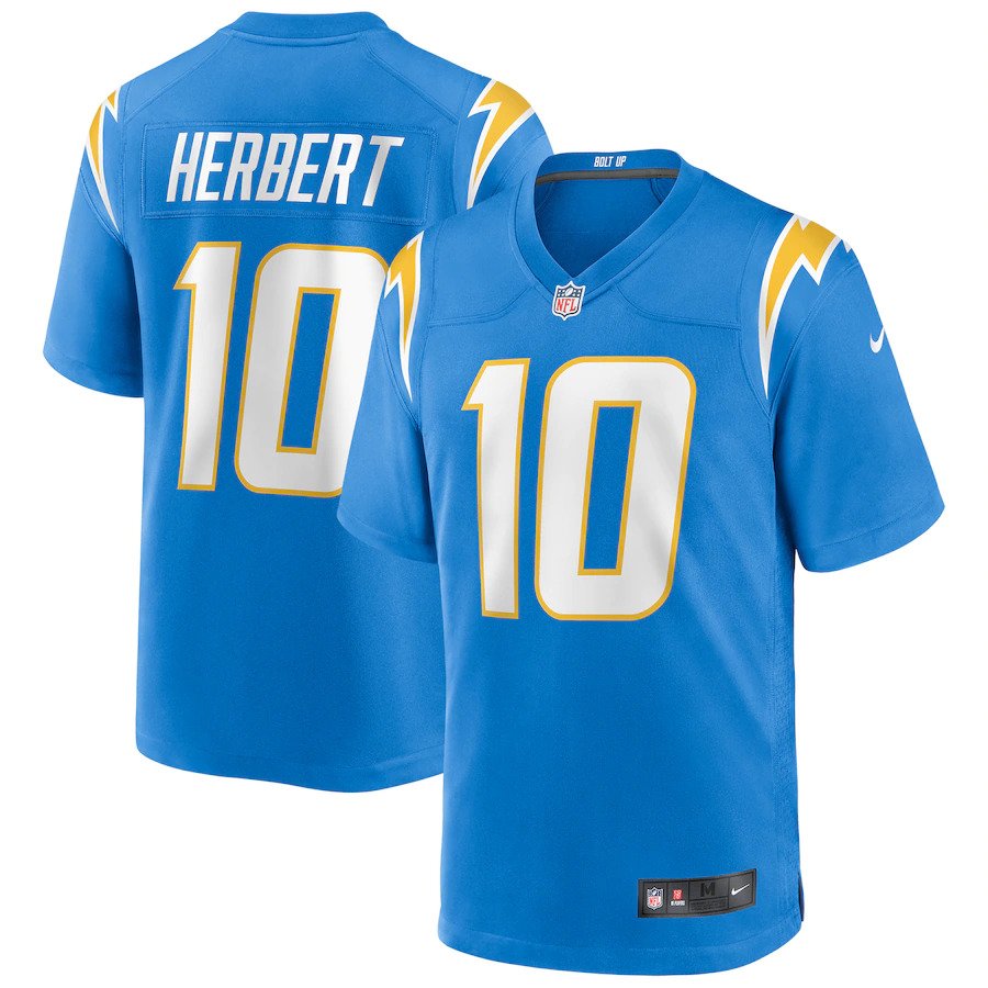 Justin Herbert Los Angeles Chargers Nike Player Game Jersey - Powder Blue - UKASSNI