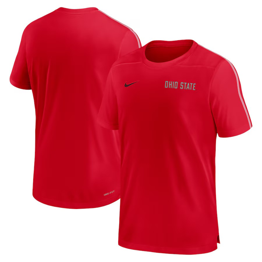 Ohio State Buckeyes Nike 2024 Sideline Coach Performance Top - Scarlet - UKASSNI