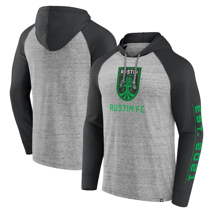 Austin FC Fanatics Deflection Raglan Pullover Hoodie - Steel - UKASSNI