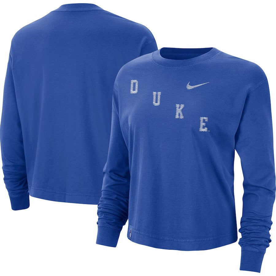 Duke Blue Devils UK Nike Women's Boxy Varsity Long Sleeve T-Shirt - Royal - UKASSNI