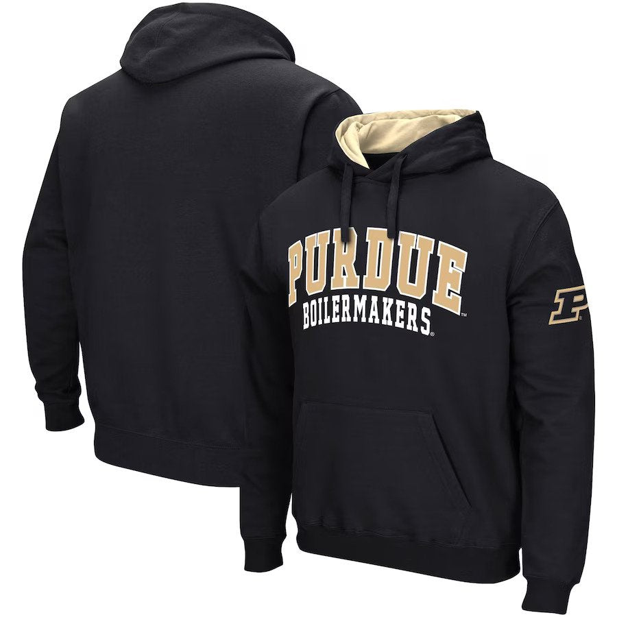 Purdue Boilermakers Colosseum Double Arch Pullover Hoodie - Black - UKASSNI