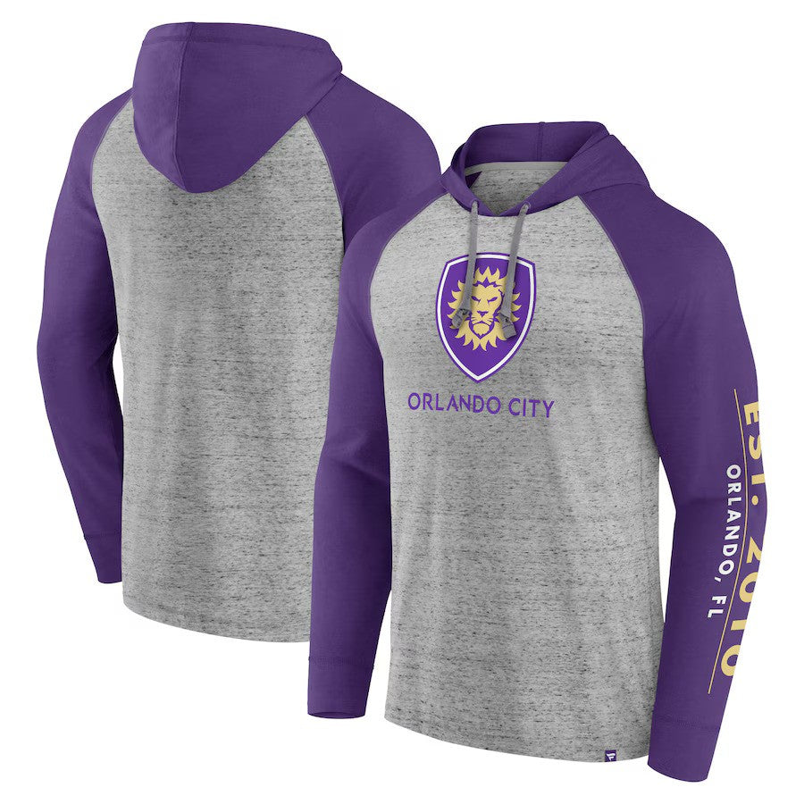 Orlando City SC Fanatics Deflection Raglan Pullover Hoodie - Steel - UKASSNI