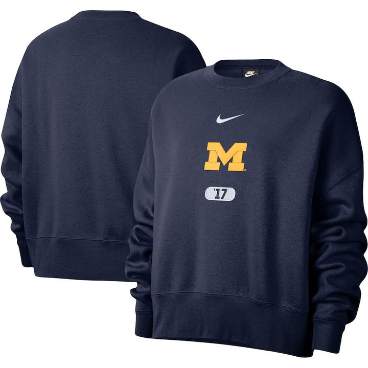 Michigan Wolverines NCAA UK Medium Nike Women's Vault Every Day Fleece Pullover Sweatshirt – Navy (UK Stock) - UKASSNI