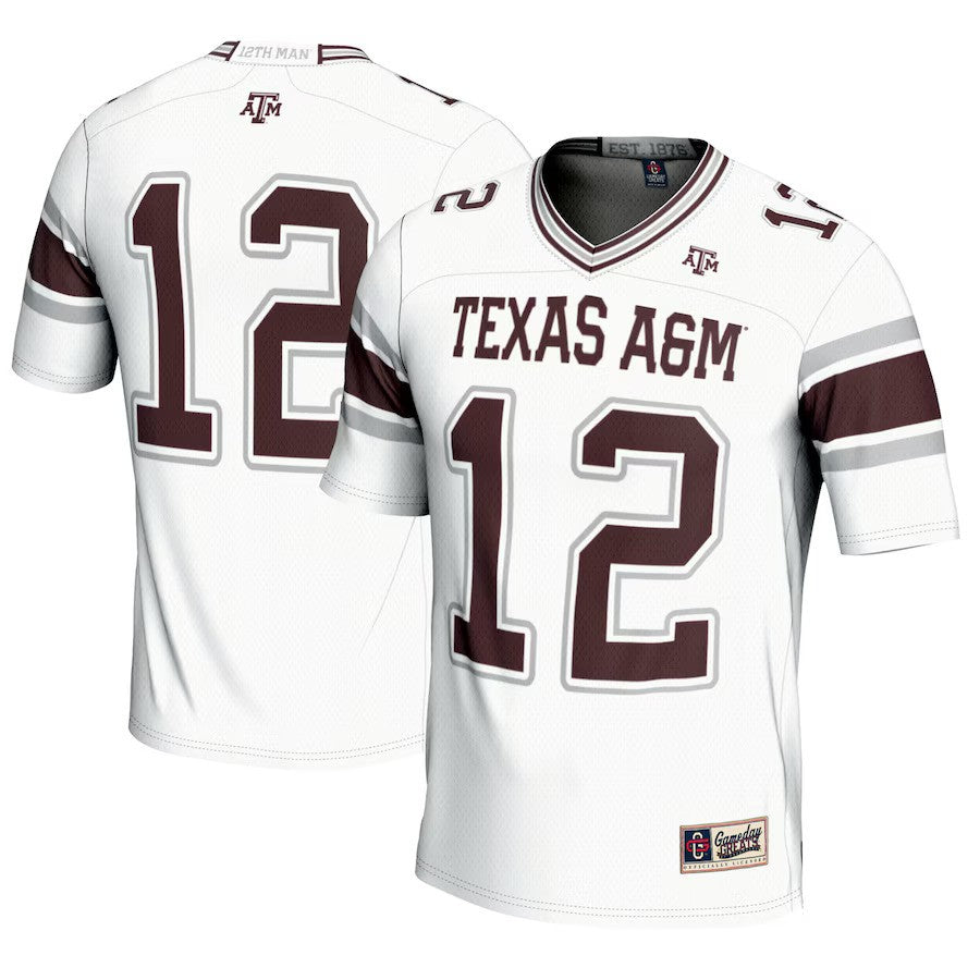 #12 Texas A&M Aggies GameDay Greats Football Lightweight Fashion Jersey - White - UKASSNI