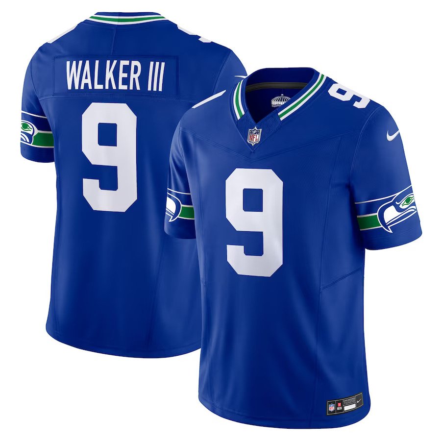 Kenneth Walker III Seattle Seahawks Nike Throwback Vapor F.U.S.E. Limited Jersey - Royal - UKASSNI