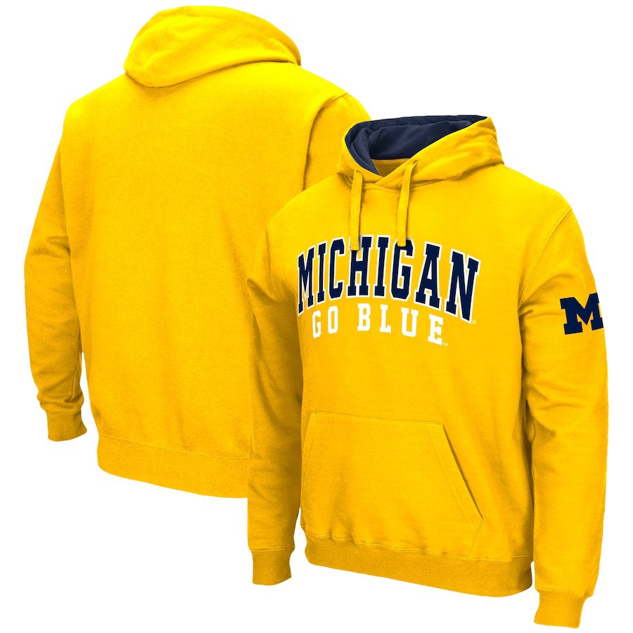 Michigan Wolverines Colosseum Double Arch Pullover Hoodie - Maize - UKASSNI