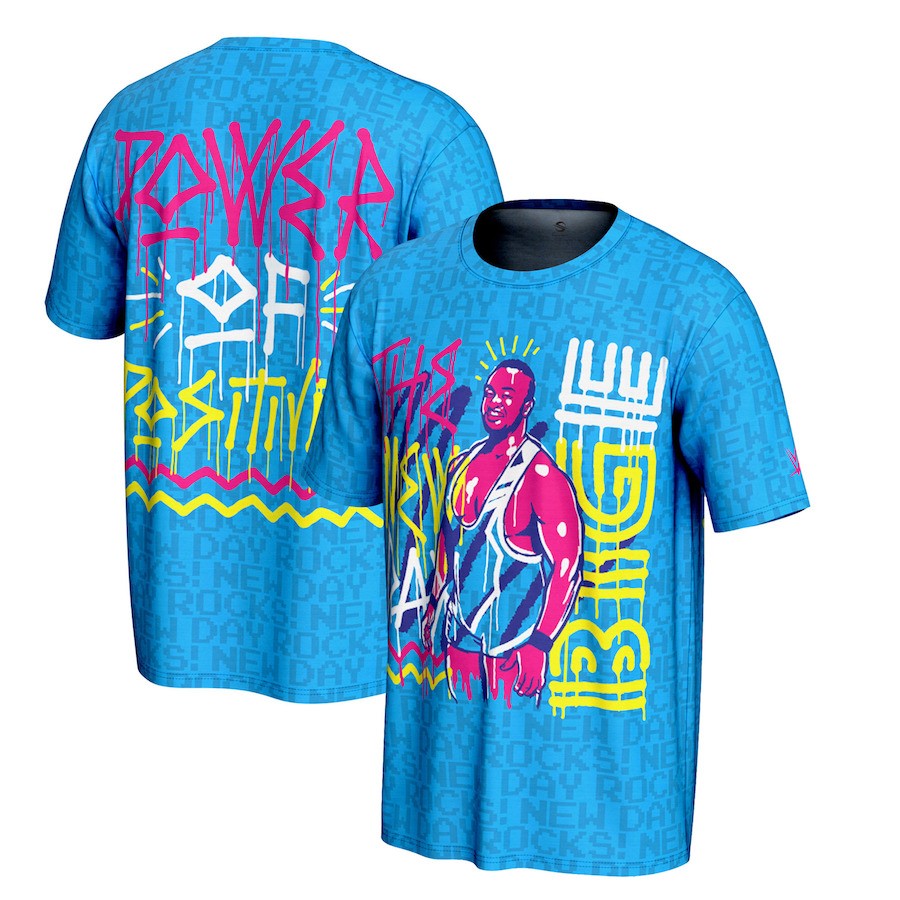 The New Day WWE ProSphere Big E T-Shirt - Blue - UKASSNI